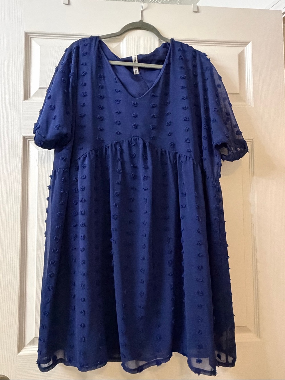 Zenana Outfitters Royal Blue Swiss Dot Babydoll Dress